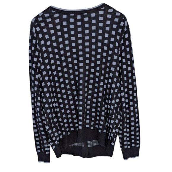 Charter Club Navy & Light Blue Checkered Button-Front Cardigan XXL Cotton Blend - Picture 2 of 13